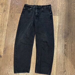 Madewell darted barrel leg jeans black wash size 25